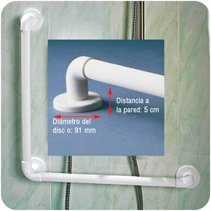 Apoio de Banho 61x61cm Ângulo 90ª Estriado Branco — Ayudas Dinámicas