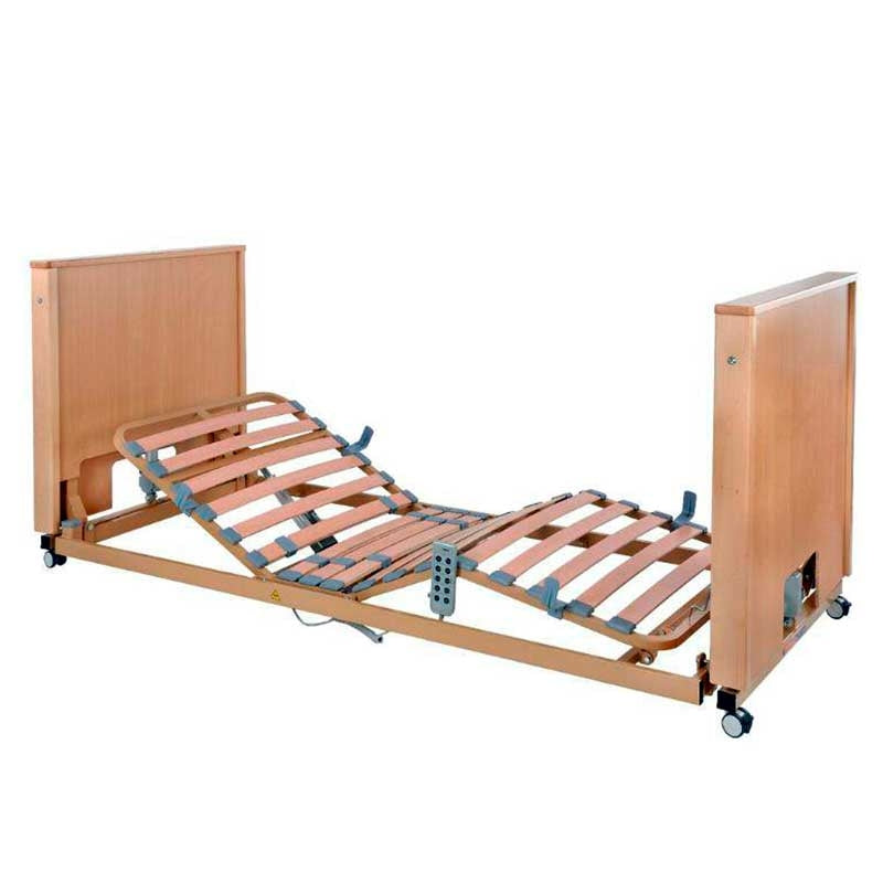 Cama Elétrica Elevável Madeira Cota 0 Barandilha Madeira — Tecnimoem