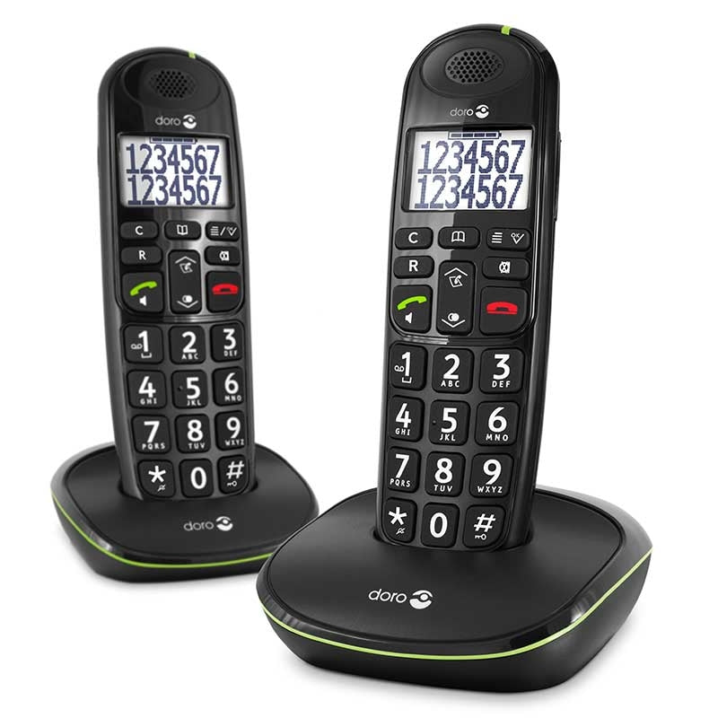 Doro PhoneEasy 110 Duo - Telefone Sem Fios Teclas Falantes - Preto -