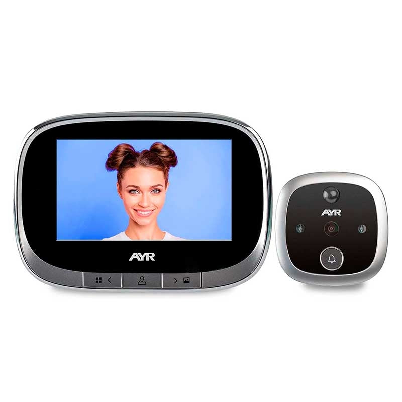 Olho Mágico Digital Ecrã 4,3' WiFi+Telemóvel -Cromado Mate- — AYR