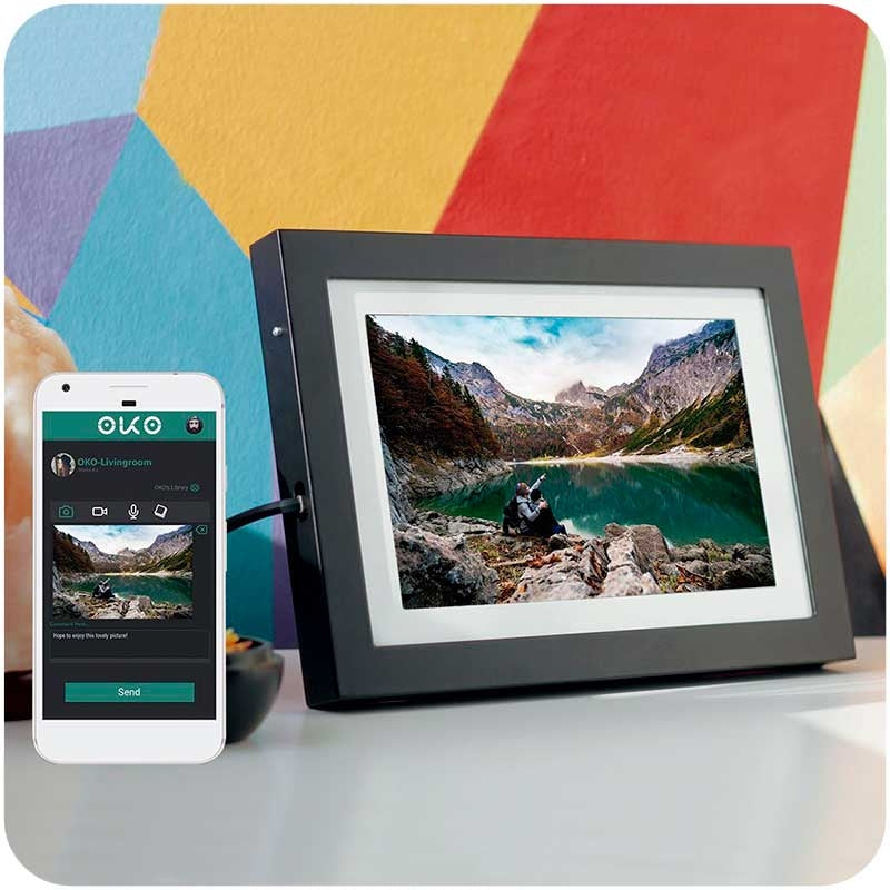 Moldura de Fotos/Vídeos Conexão App e Nuvem — OKO