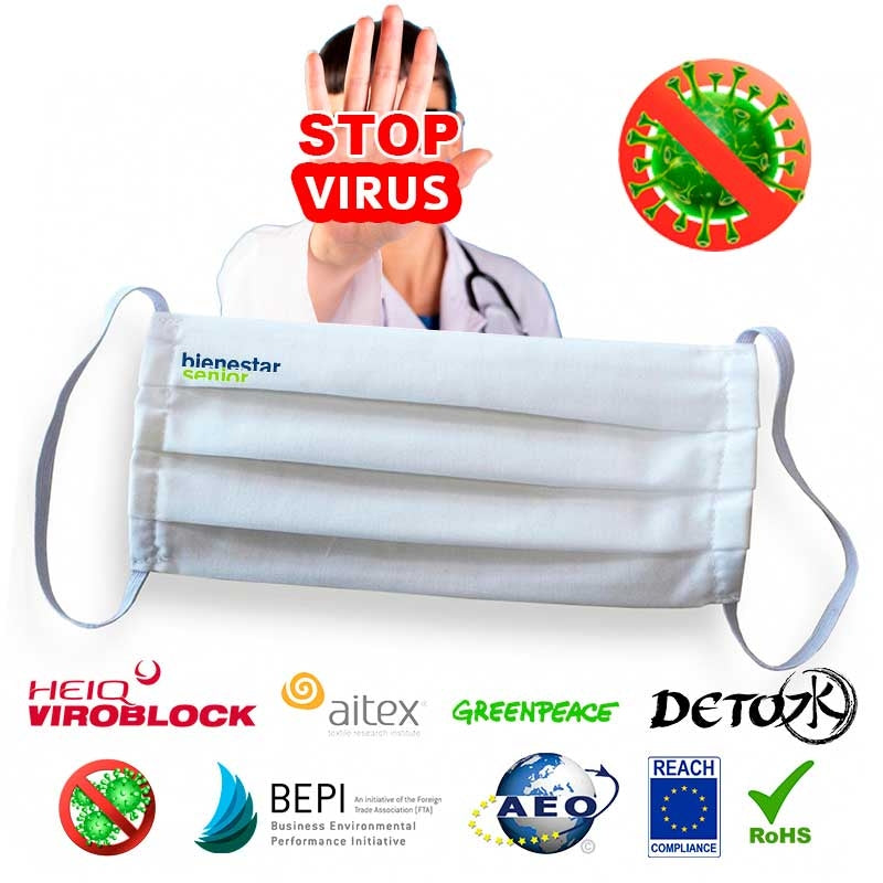 Máscara Reutilizável Antiviral Branca